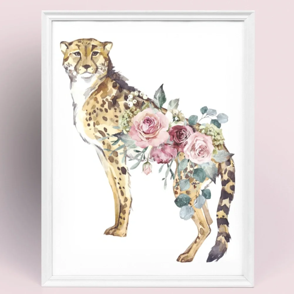 Watercolor Cheetah Illustration Wall Art Poster Print UNFRAMED - Picture 11 of 17